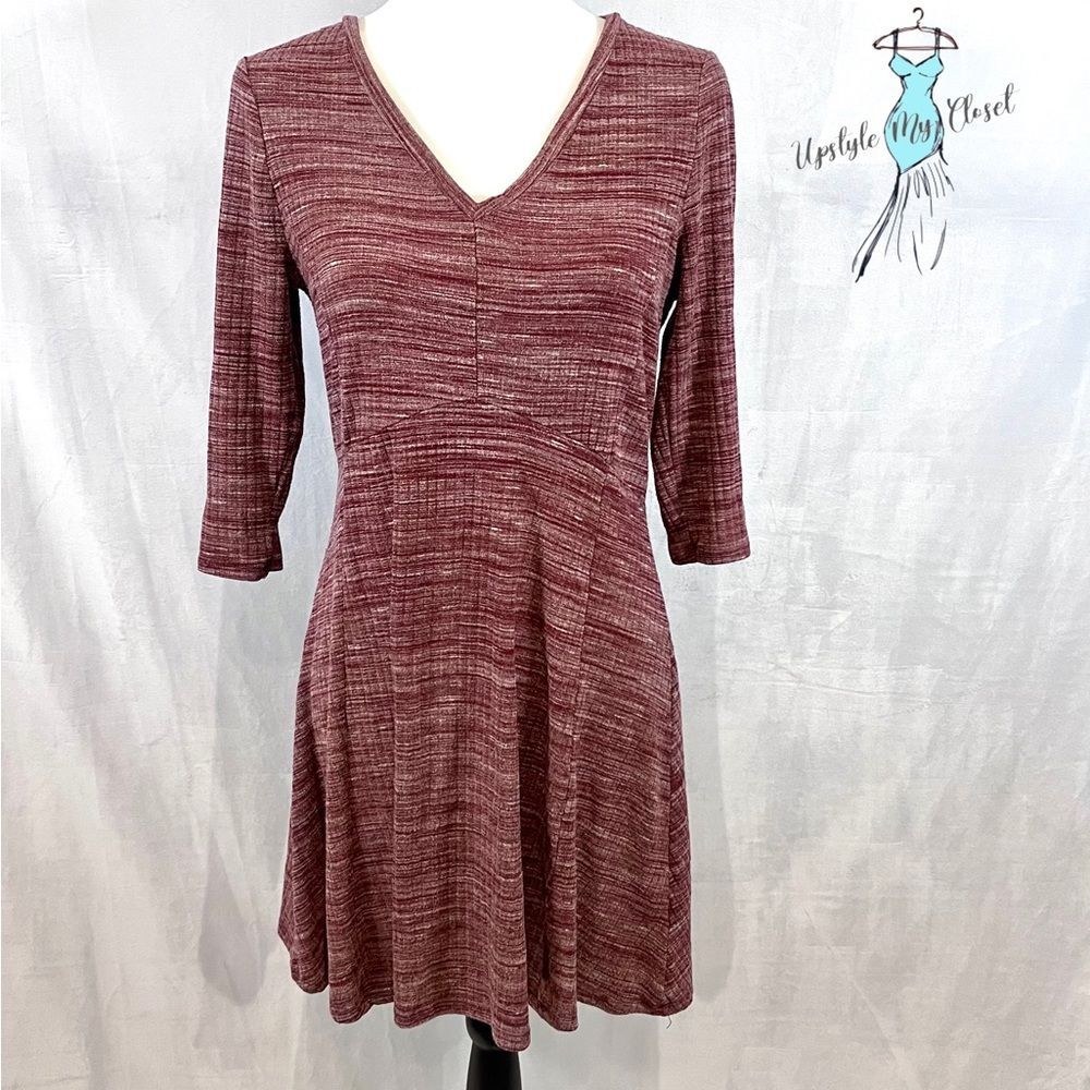 Olive & Oak heathered burgundy ribbed knit dress size medium